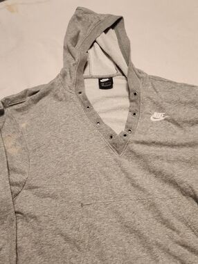 Nike Light Gray Hooded V-Neck Sweatshirt with Grommets